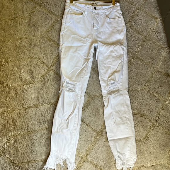 L’Agence White Distressed Skinny Denim Jeans Size 25 - Picture 7 of 9